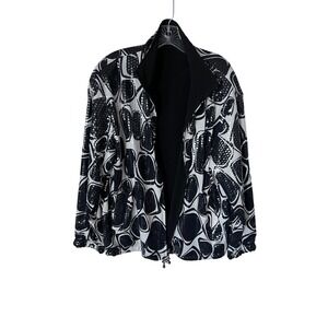 Vtg Reversible Art to Wear Bomber Jacket‎ Black White Abstract Print Size L/XL